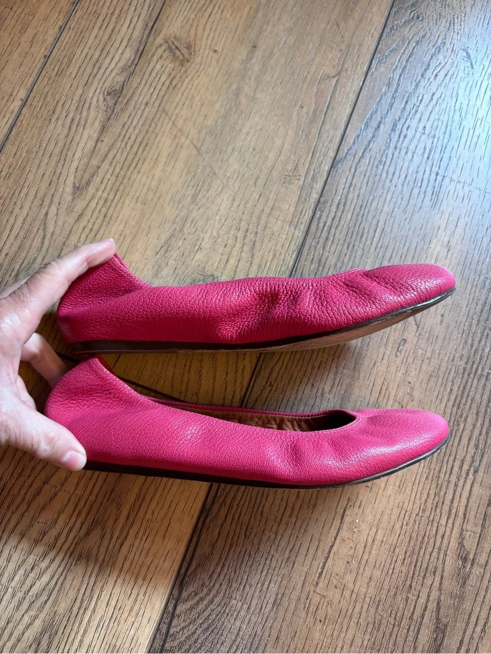Lanvin Pink Leather Round-Toe Ballet Flats
